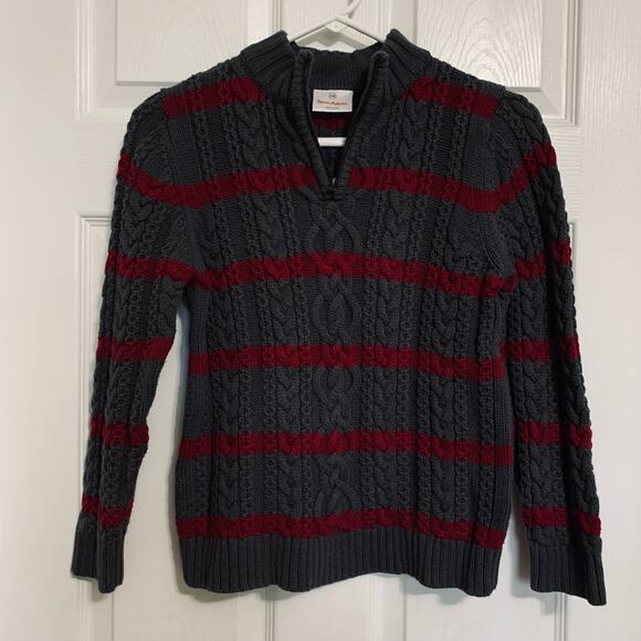 Hanna Andersson gray cableknit quarter zip sweater - Picture 1 of 5